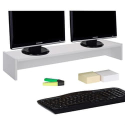 Support décran dordinateur SCREEN réhausseur pour deux moniteurs ou un grand écran longueur 100 cm en mélaminé blanc mat