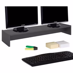 Support décran dordinateur SCREEN réhausseur pour deux moniteurs ou un grand écran longueur 100 cm en mélaminé gris mat