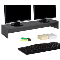 Support décran dordinateur SCREEN réhausseur pour deux moniteurs ou un grand écran longueur 100 cm en mélaminé gris mat
