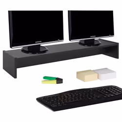 Support décran dordinateur SCREEN réhausseur pour deux moniteurs ou un grand écran longueur 100 cm en mélaminé noir mat