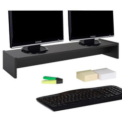 Support décran dordinateur SCREEN réhausseur pour deux moniteurs ou un grand écran longueur 100 cm en mélaminé noir mat