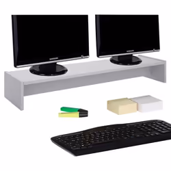 Support décran dordinateur SCREEN réhausseur pour deux moniteurs ou un grand écran longueur 100 cm en mélaminé gris clair mat