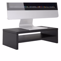 Support décran dordinateur DISPLAY réhausseur pour moniteur avec étagère intermédiaire longueur 42 cm en mélaminé noir mat