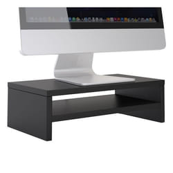Support décran dordinateur DISPLAY réhausseur pour moniteur avec étagère intermédiaire longueur 42 cm en mélaminé noir mat