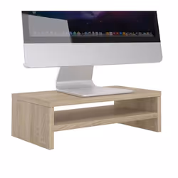 Support décran dordinateur DISPLAY réhausseur pour moniteur avec étagère intermédiaire longueur 42 cm en mélaminé chêne sonom ...