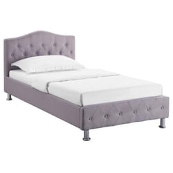 Lit simple pour adulte ou enfant BIARRITZ 90x190 cm 1 place / 1 personne avec sommier et pieds en métal chromé tissu capitonné