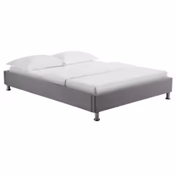 Lit futon double pour adulte NIZZA 140x190 cm 2 places / 2 personnes avec sommier et pieds en métal chromé tissu gris