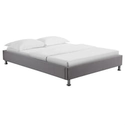 Lit futon double pour adulte NIZZA 140x190 cm 2 places / 2 personnes avec sommier et pieds en métal chromé tissu gris