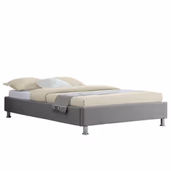 Lit futon simple pour adulte NIZZA 120x190 cm 1 place et demi / 1 personne avec sommier et pieds en métal chromé tissu gris
