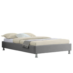 Lit futon simple pour adulte NIZZA 120x190 cm 1 place et demi / 1 personne avec sommier et pieds en métal chromé tissu gris