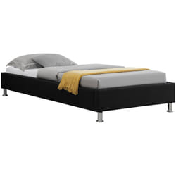 Lit futon simple nizza, 90 x 190 cm, avec sommier, revêtement en tissu noir
