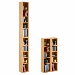 Etagères modulables MUSIQUE pour CD et DVD lot de 2 meubles de rangement en colonne avec 10 compartiments mélaminé chêne sauv ...