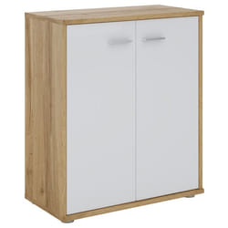 Buffet salle à manger FIRMIN L 60 cm coloris chêne sauvage et blanc avec 2 portes bahut bas meuble de rangement style moderne