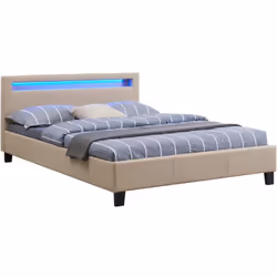Description générale Le lit LED double Rioja apporte une touche moderne à votre chambre à coucher. Sa tête de lit rembourrée  ...