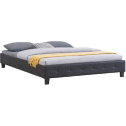 Lit double futon gomera, 160 x 200 cm, avec sommier, revêtement synthétique noir