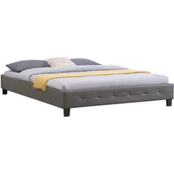 Lit double futon gomera, 160 x 200 cm, avec sommier, revêtement synthétique gris