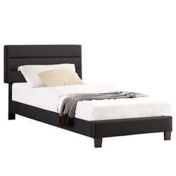 Lit 1 place FLORIDA 90x190 cm avec sommier lit simple pour enfant ou adulte hauteur réglable lit en tissu noir
