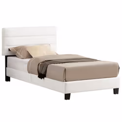 Lit 1 place HUDSON 90x190 cm avec sommier lit simple pour enfant ou adulte hauteur réglable lit en synthétique blanc