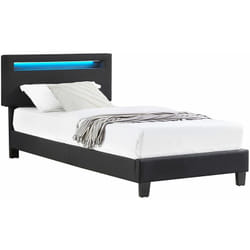 Lit led simple austin 90x190 cm, avec sommier, revêtement en tissu noir