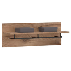 Portemanteau mural HERA avec étagère et 3 patères en bois 88 x 33 x 31 cm Pour couloir ou entrée moderne Coloris chêne
