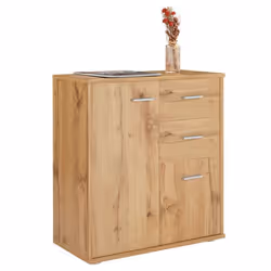 Buffet salle à manger REMY L 60 cm coloris chêne wotan avec 2 portes et 2 tiroirs bahut bas meuble de rangement style moderne