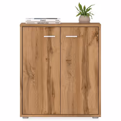 Buffet salle à manger FIRMIN L 60 cm coloris chêne wotan avec 2 portes bahut bas meuble de rangement style moderne