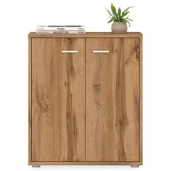 Buffet salle à manger FIRMIN L 60 cm coloris chêne wotan avec 2 portes bahut bas meuble de rangement style moderne