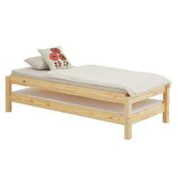 Lot de 2 lits superposables RINO 90 x 200 cm lits simples 1 place couchage dappoint en pin massif vernis naturel