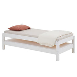 Lot de 2 lits superposables RINO 80 x 190 cm lits simples 1 place couchage dappoint en pin massif lasuré blanc