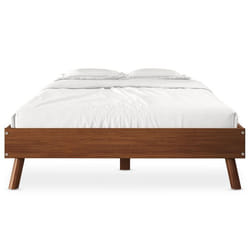 Lit futon KARRI double pour adulte 140 x 200 cm 2 places en bois massif coloris châtaignier