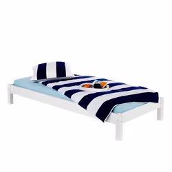 Lit futon simple pour adulte TAIFUN 90 x 200 cm 1 personne 1 place pin massif lasuré blanc