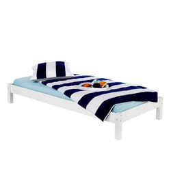 Lit futon simple pour adulte TAIFUN 90 x 200 cm 1 personne 1 place pin massif lasuré blanc