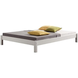 Lit futon double pour adulte TAIFUN 140 x 200 cm 2 personnes 2 places pin massif lasuré blanc