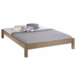 Lit futon double pour adulte TAIFUN 140 x 190 cm 2 personnes 2 places pin massif lasuré taupe