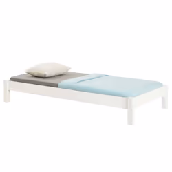 Lit futon TAIFUN lit simple pour adulte et enfant 90 x 190 cm en pin massif lasuré blanc