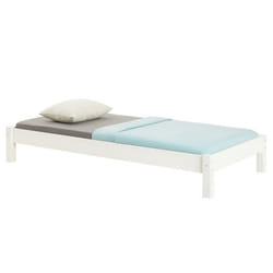 Lit futon TAIFUN lit simple pour adulte et enfant 90 x 190 cm en pin massif lasuré blanc
