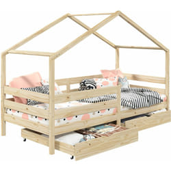 Idimex - Lit cabane ena avec tiroirs, 90 x 190 cm en pin massif naturel