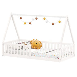 IDIMEX Lit Cabane 90x190 NICOLAS Lit Enfant en Pin Massif Lit Montessori avec Barrières Couchage 90x190 cm Blanc