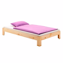 Lit futon THOMAS couchage simple 90 x 190 cm 1 place / 1 personne en pin massif vernis naturel