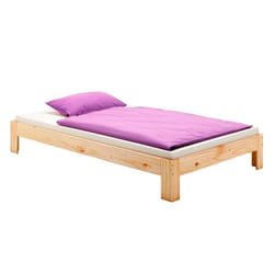 Lit futon THOMAS couchage simple 90 x 190 cm 1 place / 1 personne en pin massif vernis naturel