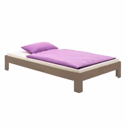 Lit futon THOMAS couchage simple 90 x 190 cm 1 place / 1 personne en pin massif lasuré taupe