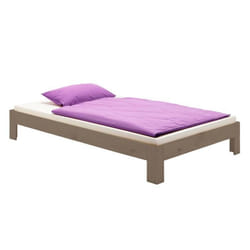 Lit futon THOMAS couchage simple 90 x 190 cm 1 place / 1 personne en pin massif lasuré taupe