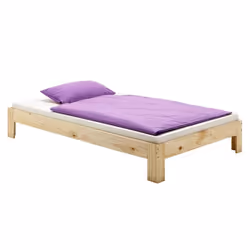 Lit futon THOMAS couchage simple 90 x 200 cm 1 place / 1 personne en pin massif vernis naturel