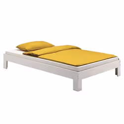 Lit futon THOMAS couchage simple 90 x 200 cm 1 place / 1 personne en pin massif lasuré blanc