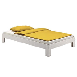 Lit futon THOMAS couchage simple 90 x 200 cm 1 place / 1 personne en pin massif lasuré blanc