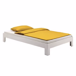 Lit futon THOMAS couchage simple 100 x 200 cm 1 place / 1 personne en pin massif lasuré blanc