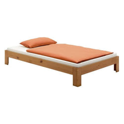 Lit futon THOMAS couchage simple 120 x 200 cm 1 place et demi / 1 personne en pin massif lasuré couleur campagne