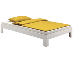 Idimex - Lit futon thomas, en pin massif, 140 x 200 cm, lasuré blanc