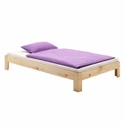 Lit futon THOMAS couchage double 140 x 190 cm 2 places / 2 personnes en pin massif vernis naturel