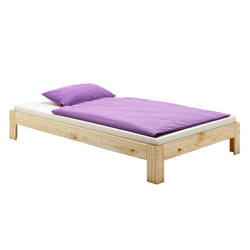 Lit futon THOMAS couchage double 140 x 190 cm 2 places / 2 personnes en pin massif vernis naturel